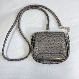 Merona Gray Faux Ostrich Tiny Cross Body Bag